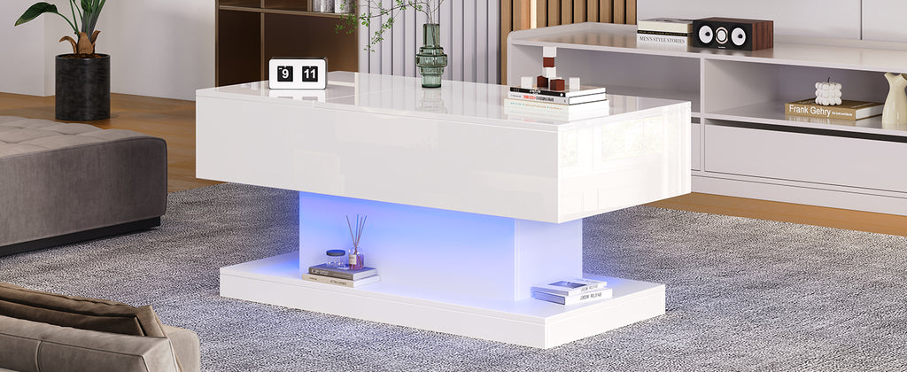 [variant:N892P407974W] High-Gloss Lift-Top Coffee Table with LED Lights image 25