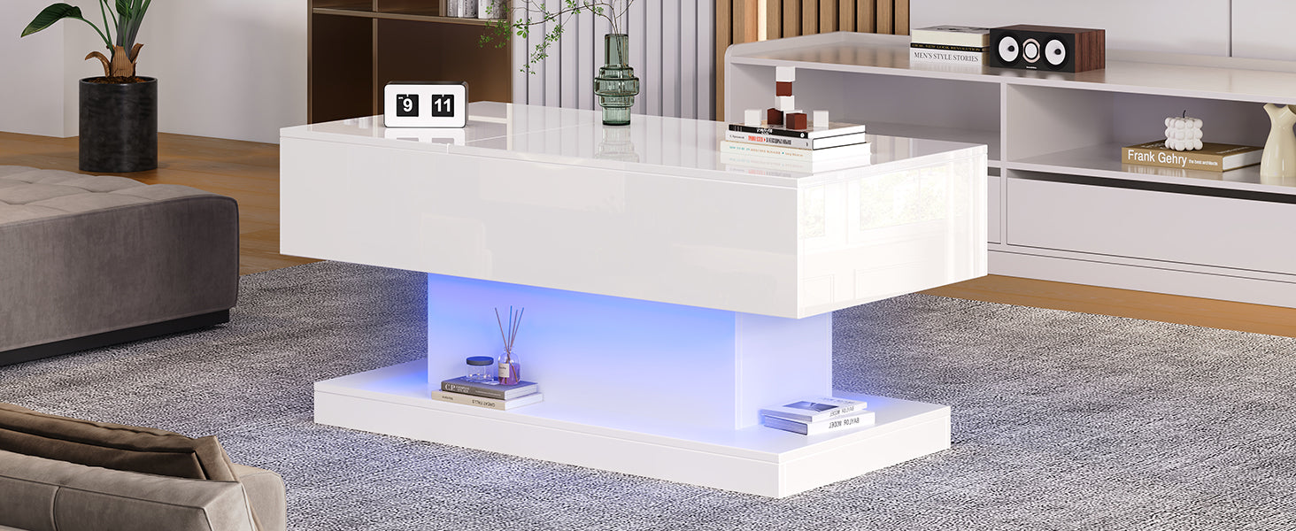 [variant:N892P407974W] High-Gloss Lift-Top Coffee Table with LED Lights image 25