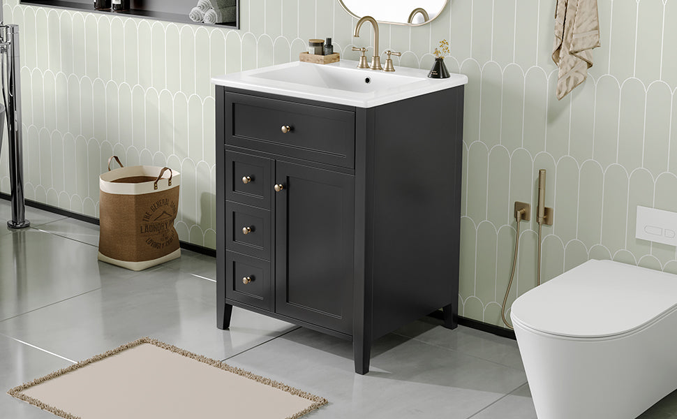 [variant:N725P280631B] Black Bathroom Vanity with Ceramic Sink – 24-Inch image 5