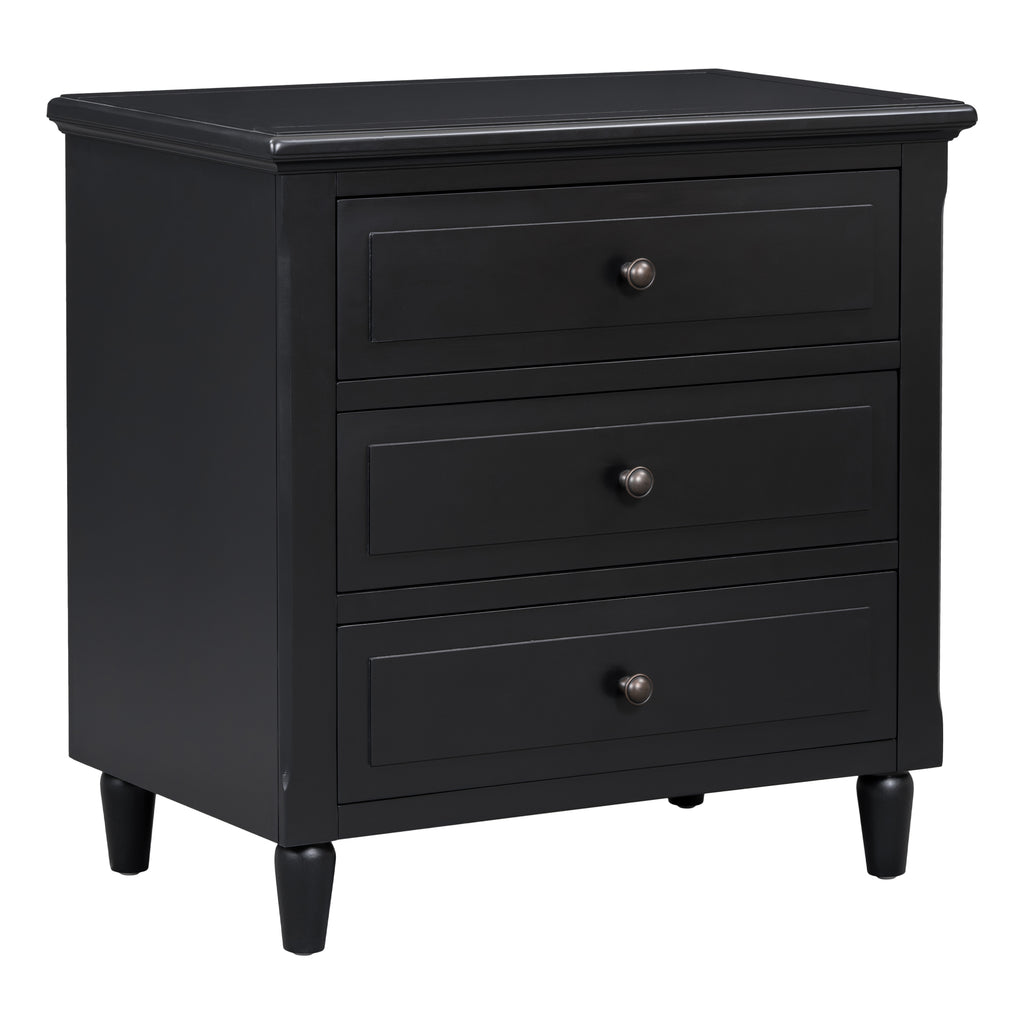 3-Drawer Painted Nightstand – 28-Inch — [variant:N889P444140B] Black image 6