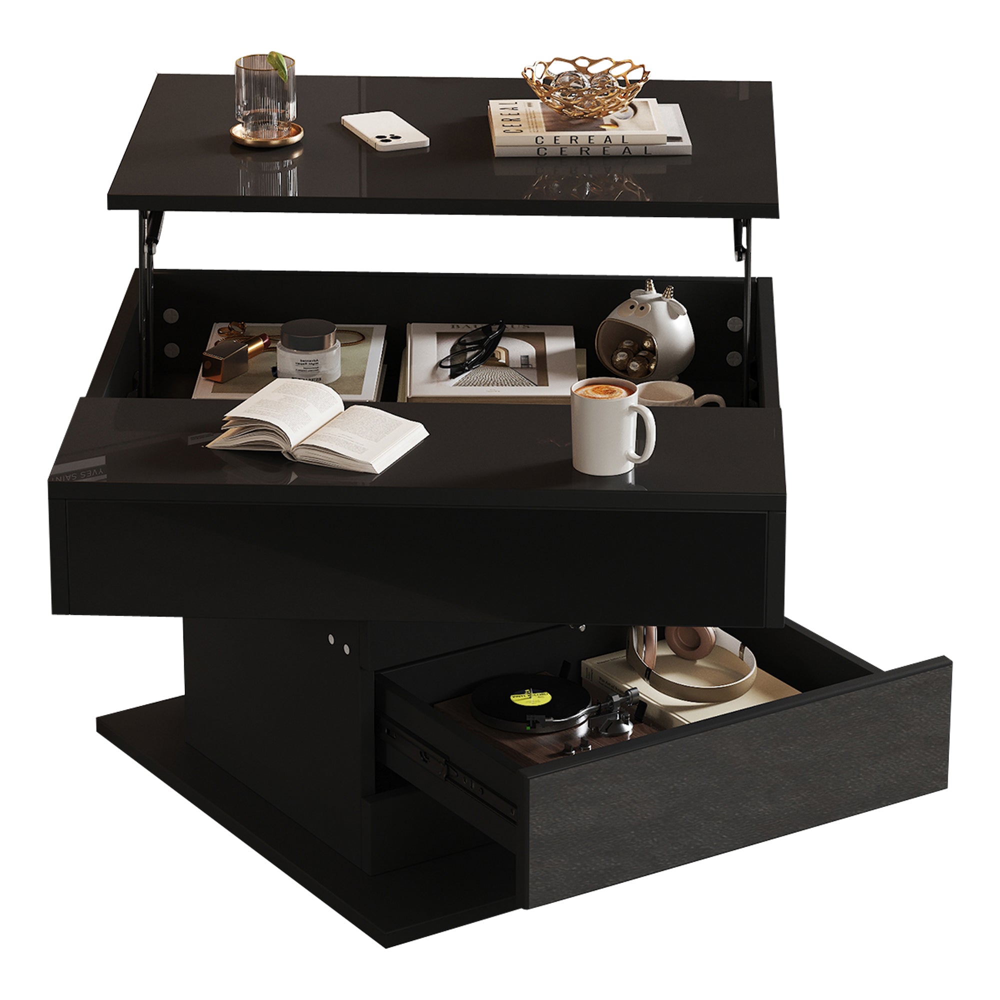 [variant:N892P423296B] Black 360° Rotating Lift-Top Coffee Table image 45