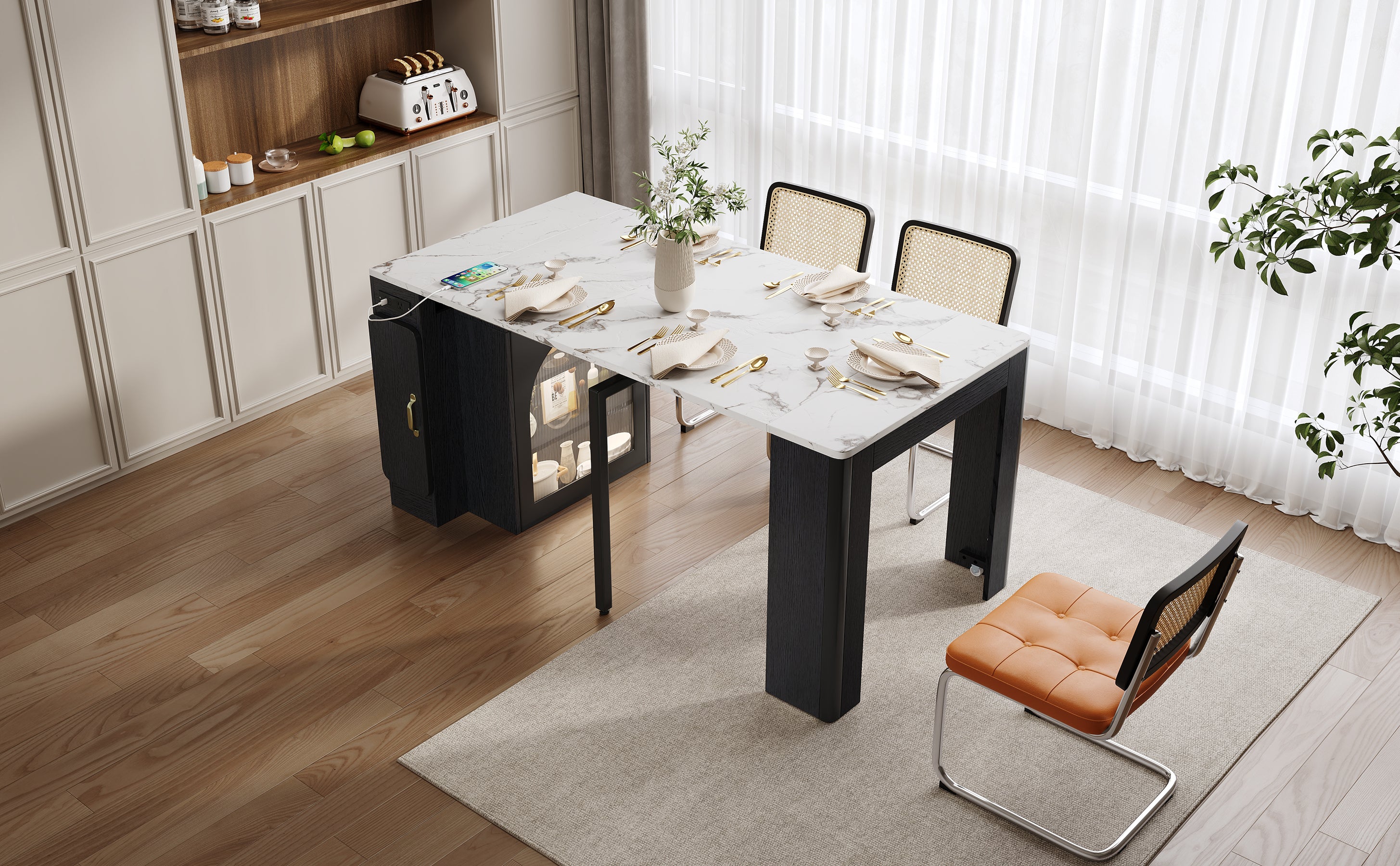 [variant:XW000024AAB-CA] Rolling Kitchen Island with Extendable Dining Table image 7