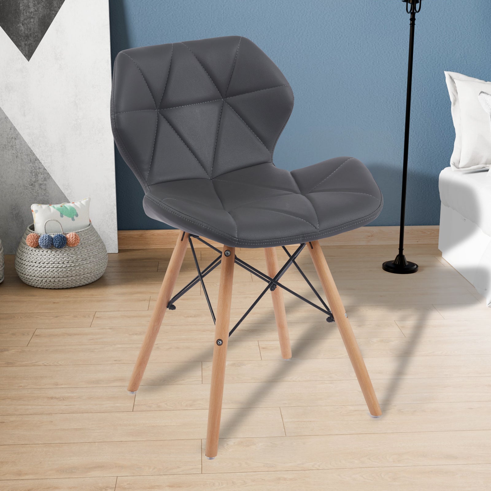 Set of 2 Modern PU Leather Dining Chairs — [variant:W3738P431272] Grey image 3
