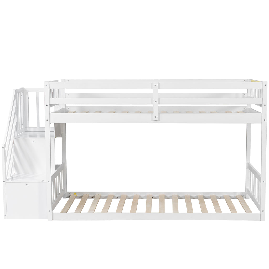[variant:GX000106AAK] Twin-over-Twin Low-Profile Bunk Bed with Storage Ladder – White image 14