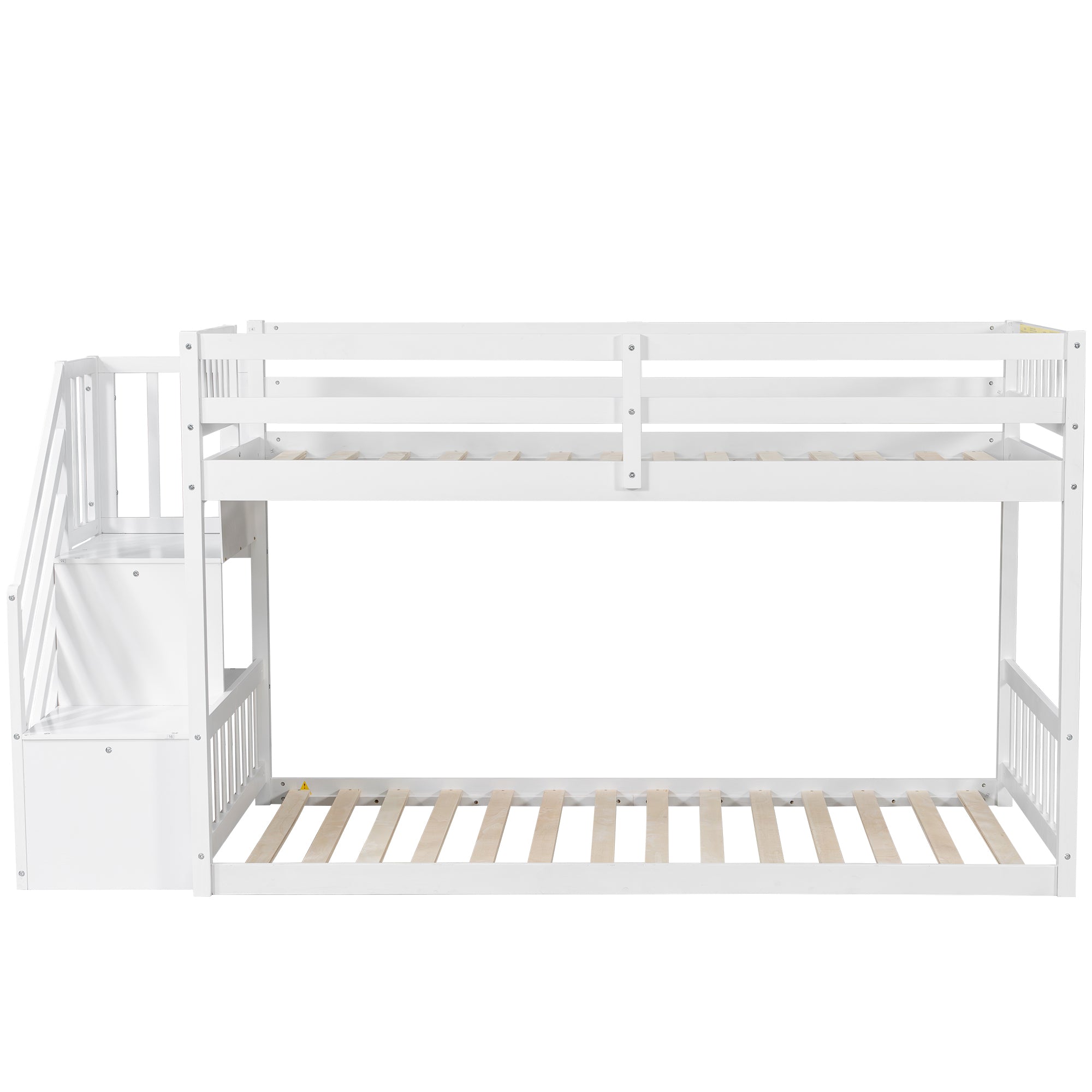 [variant:GX000106AAK] Twin-over-Twin Low-Profile Bunk Bed with Storage Ladder – White image 14