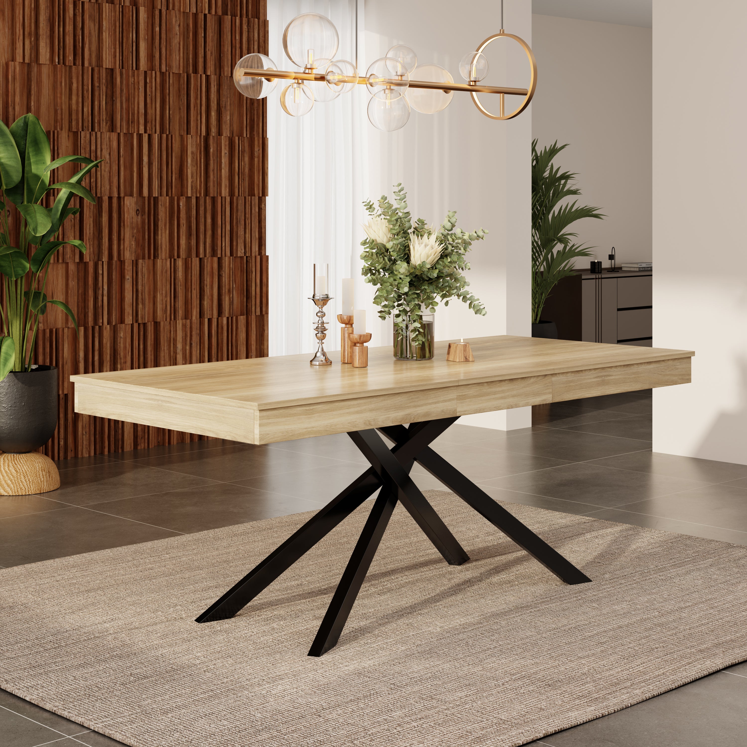 [variant:N859D000003E] Extendable Oak Dining Table – 55–71 Inch image 1