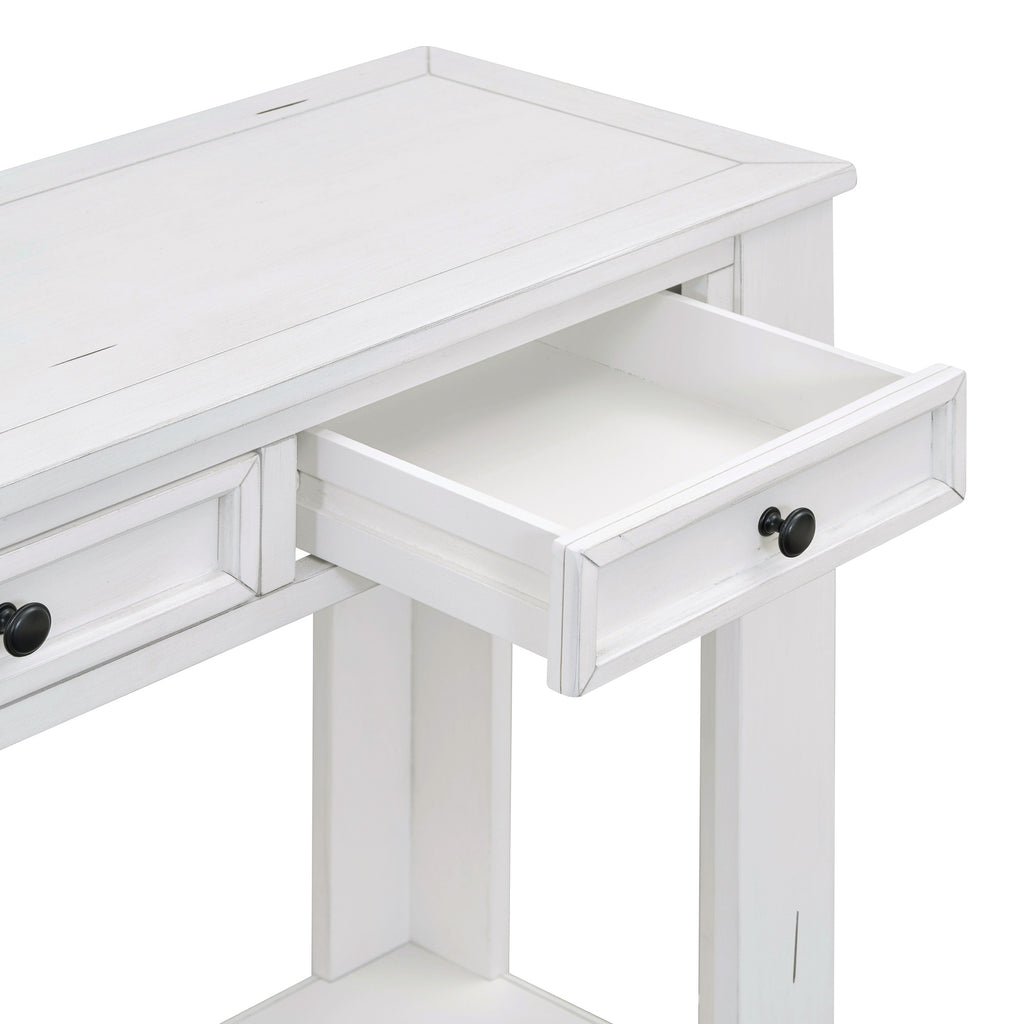 [variant:N852P245606K] Console Table with Drawers & Bottom Shelf – Antique White image 17