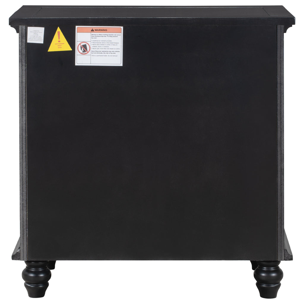 3-Drawer Nightstand with Pull-Out Tray – 27.6-Inch — [variant:N889P444139B] Black image 11
