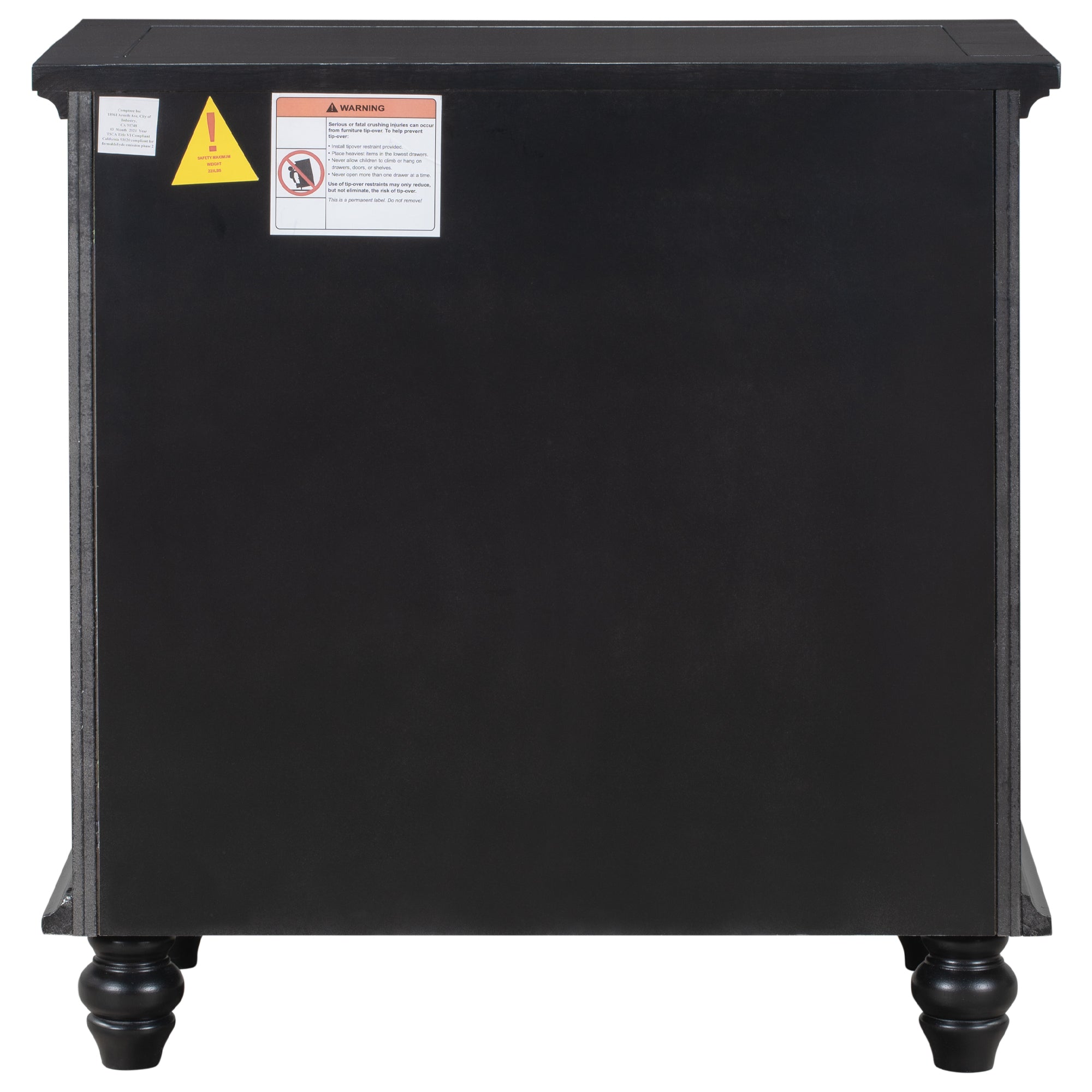 3-Drawer Nightstand with Pull-Out Tray – 27.6-Inch — [variant:N889P444139B] Black image 11