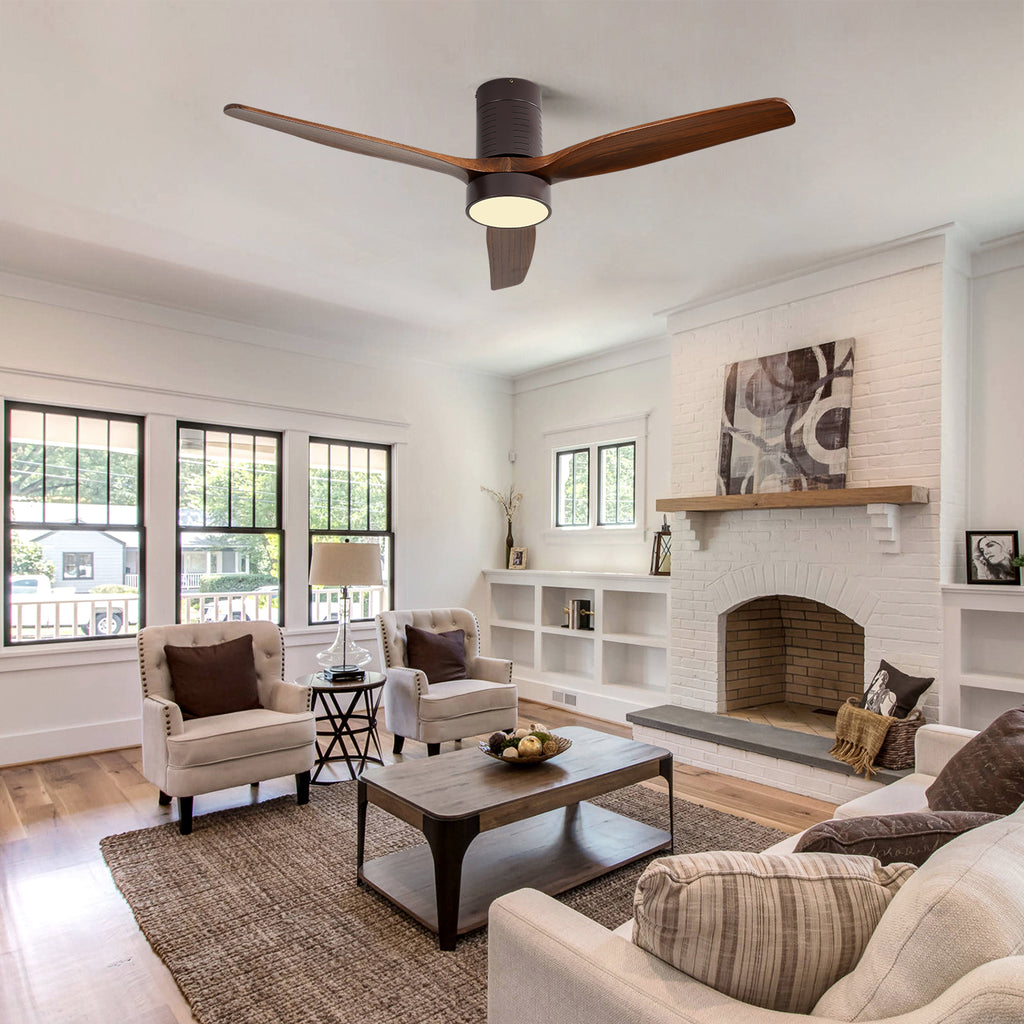 [variant:W5691P515044] Solid Wood Blade Ceiling Fan with Light – 52-Inch image 3