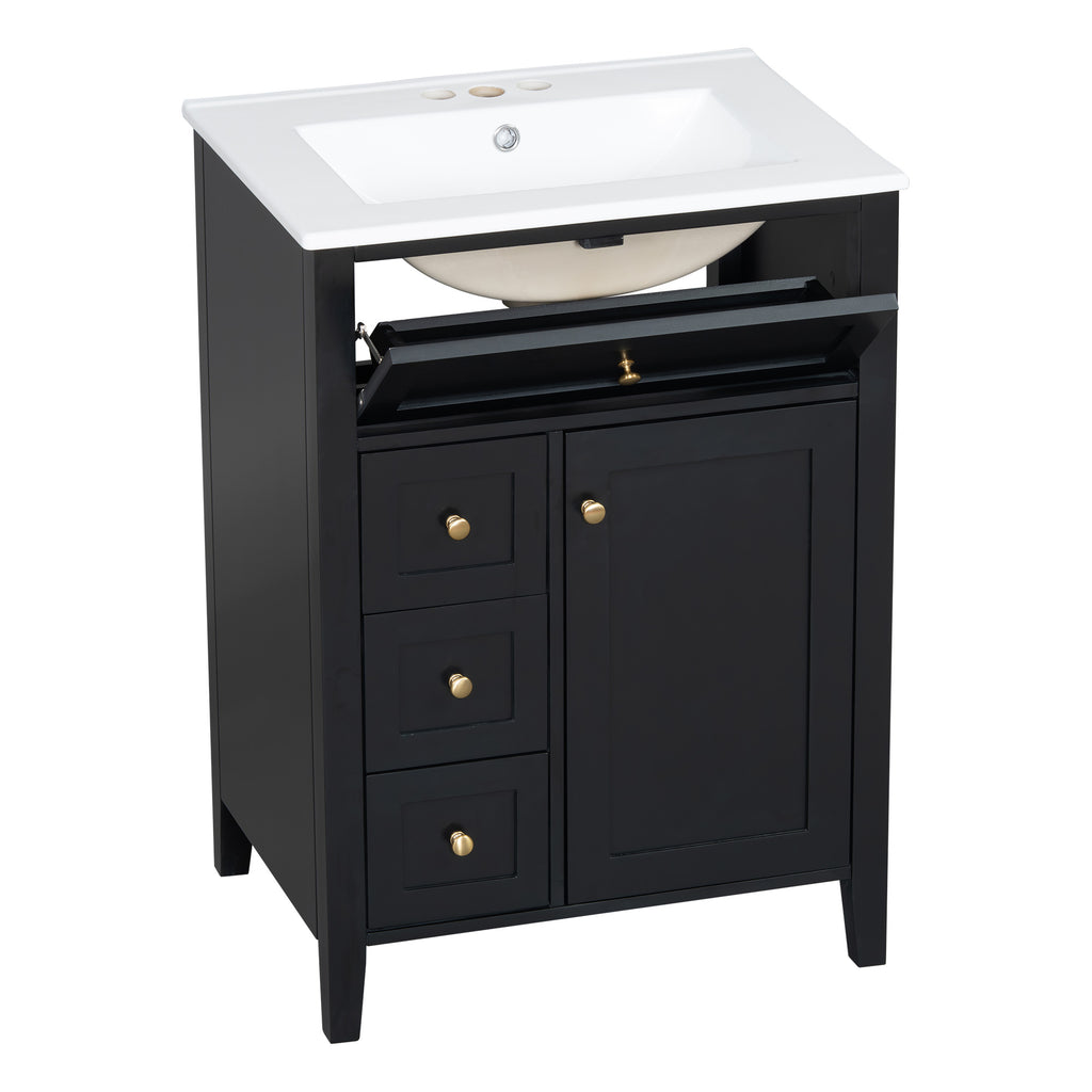 [variant:N725P280631B] Black Bathroom Vanity with Ceramic Sink – 24-Inch image 30