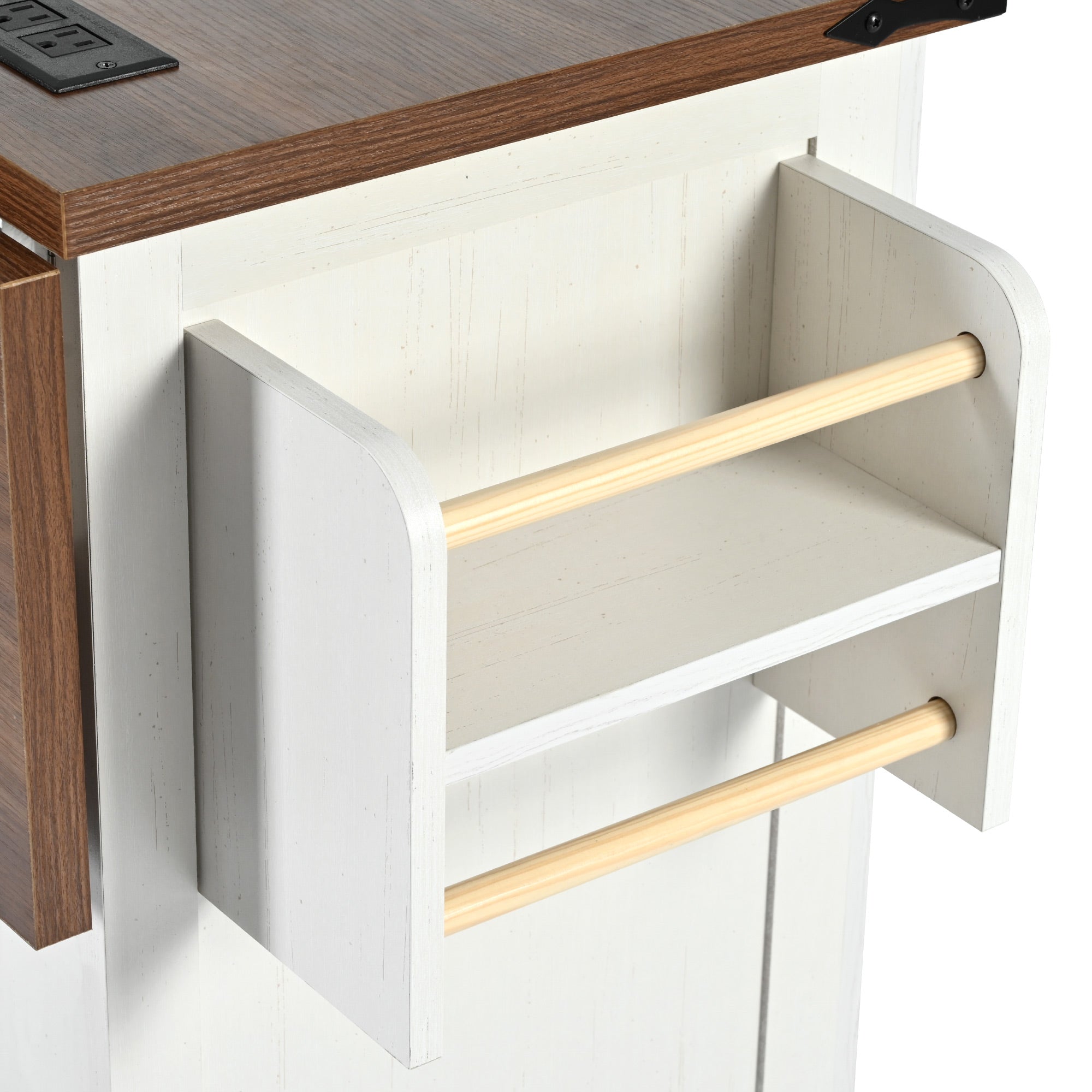 [variant:N853P379579W] Farmhouse Rolling Kitchen Island with Drop Leaf – White, 54.5-Inch image 50