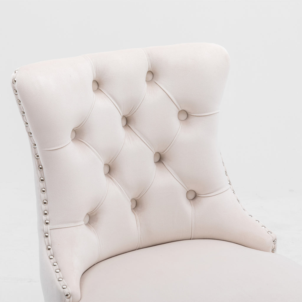 [variant:W5755P474584] Set of 2 Beige Velvet Bar Stools image 8