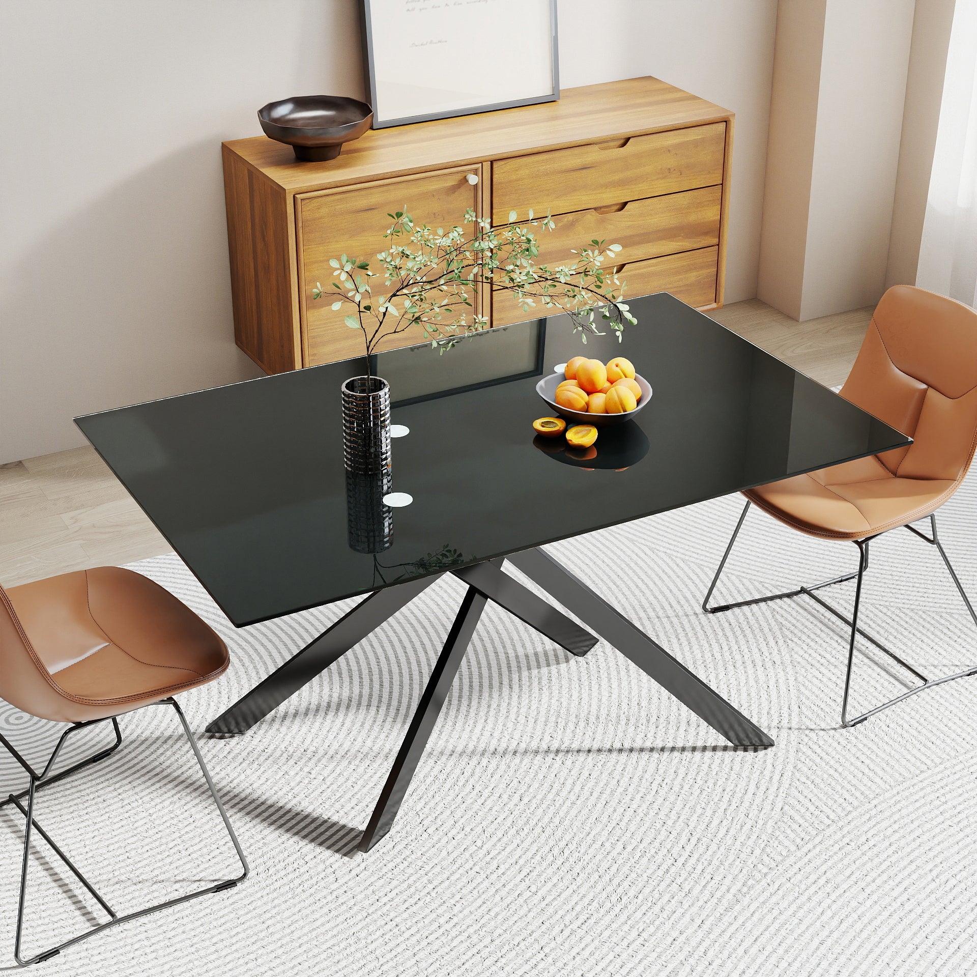 [variant:W3856P411912] Tempered-Glass Dining Table – 51-Inch image 1