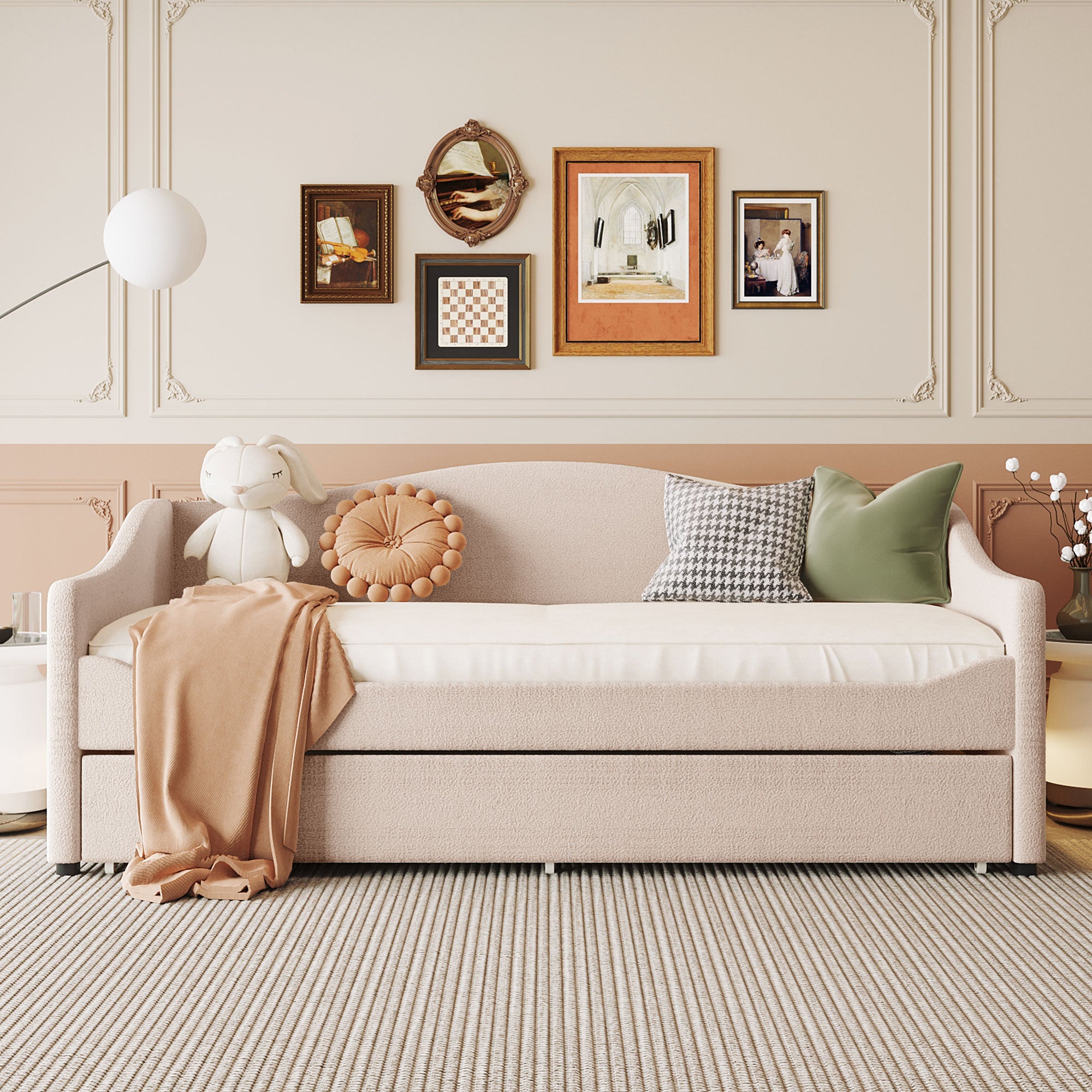 [variant:N850S00065A] Teddy Fleece Twin Daybed with Light and Trundle image 2