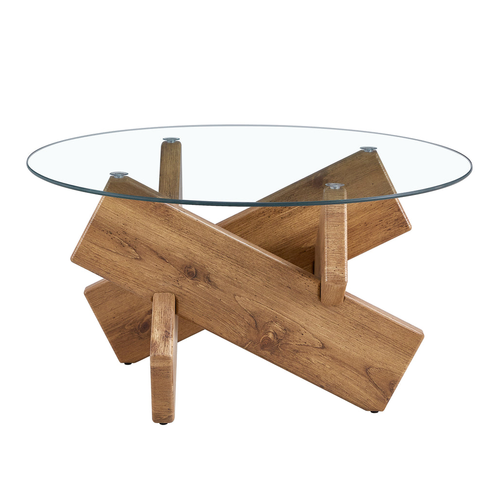 [variant:W3806P404750] 33.4-Inch Round Tempered Glass Coffee Table image 21