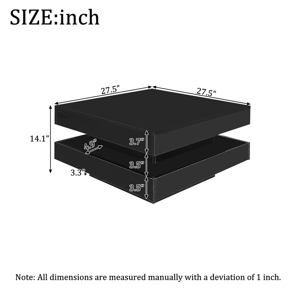 [variant:N892P423297B] Square High-Gloss LED Coffee Table with Rotating Top image 15