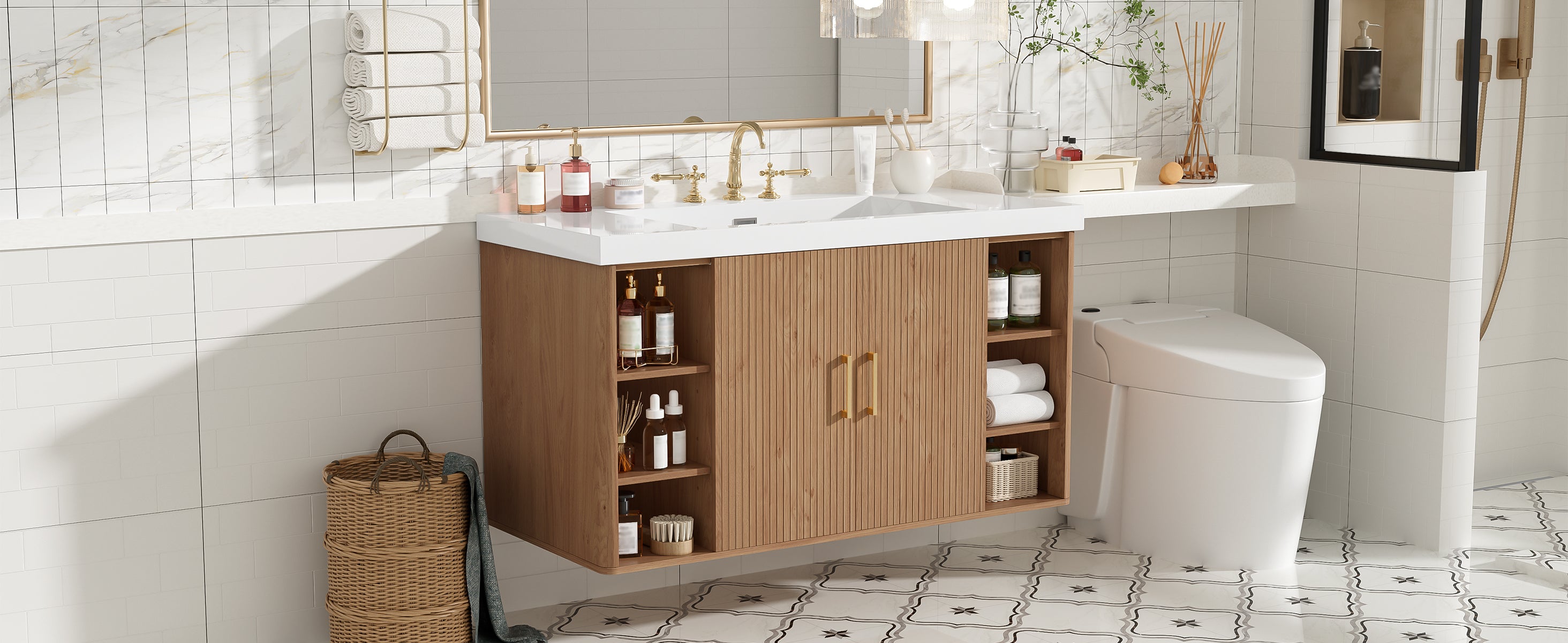 [variant:N729P000039N] Wall-Mounted Bathroom Vanity with SMC Sink – 42-Inch image 24