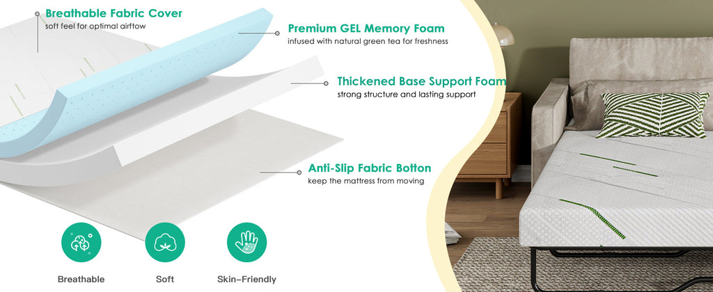 [variant:W3686P477347] Queen Memory Foam Sofa Bed Mattress – 3-Inch, White image 13
