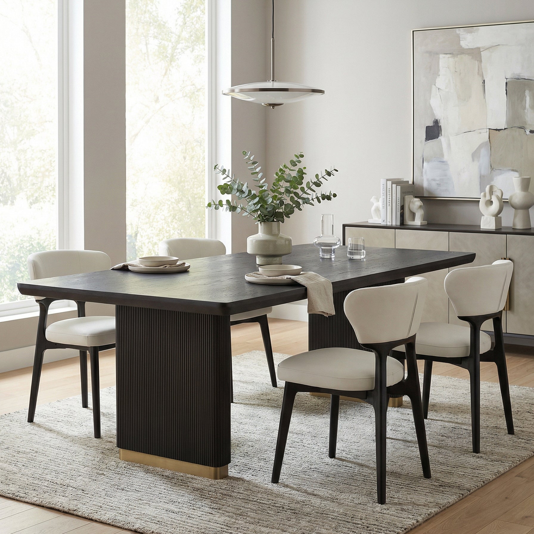 [variant:N876P312810A] Set of 2 Black Upholstered Solid Wood Dining Chairs image 4