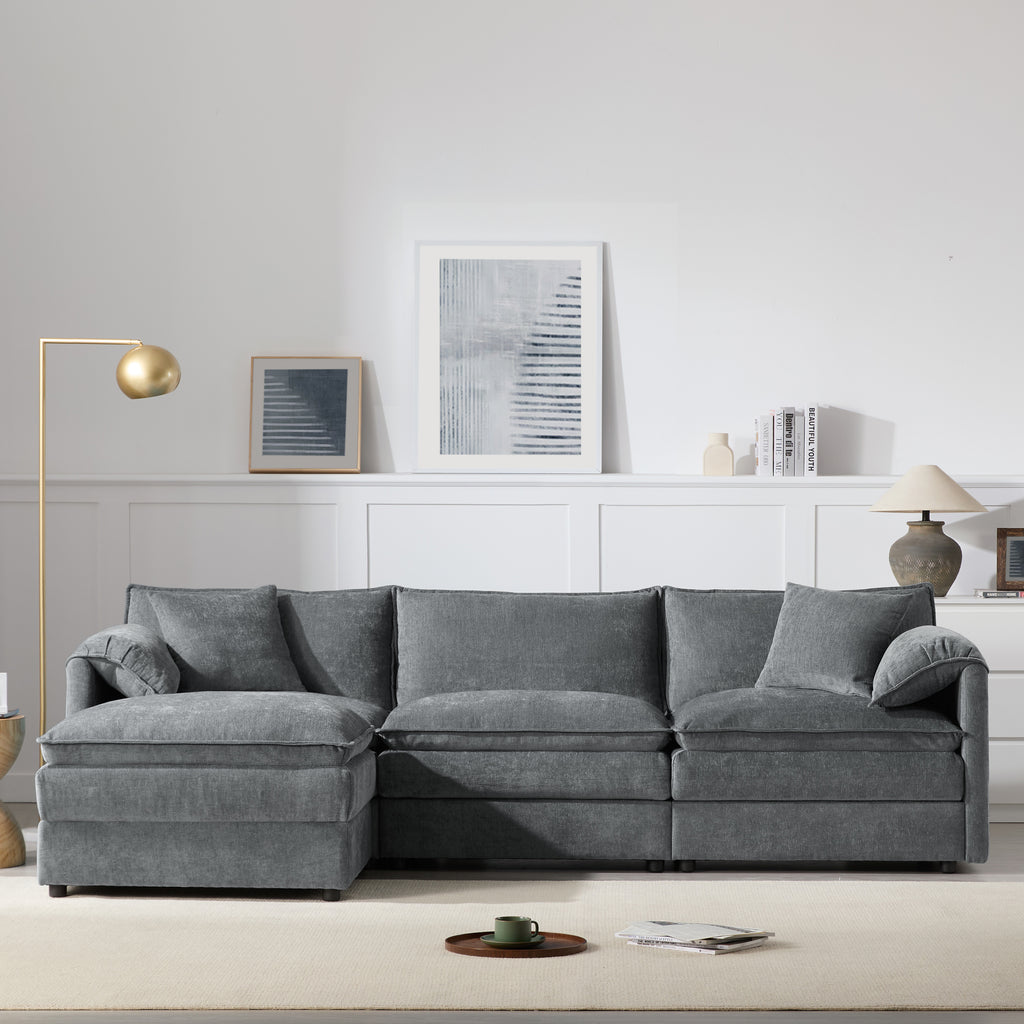 [variant:N851S8687B] 103-Inch Chenille L-Shaped Sectional Sofa with Ottoman image 3