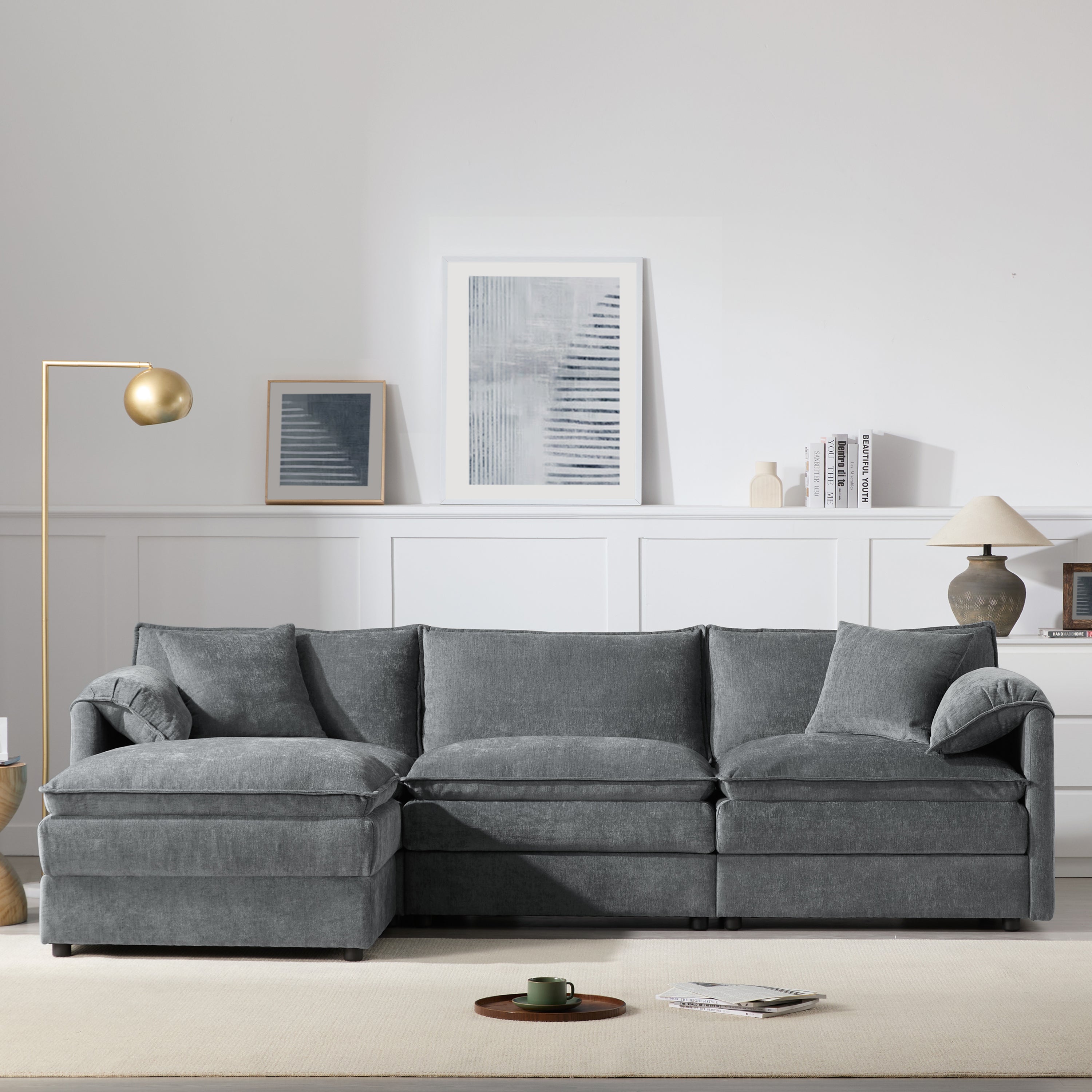 [variant:N851S8687B] 103-Inch Chenille L-Shaped Sectional Sofa with Ottoman image 3
