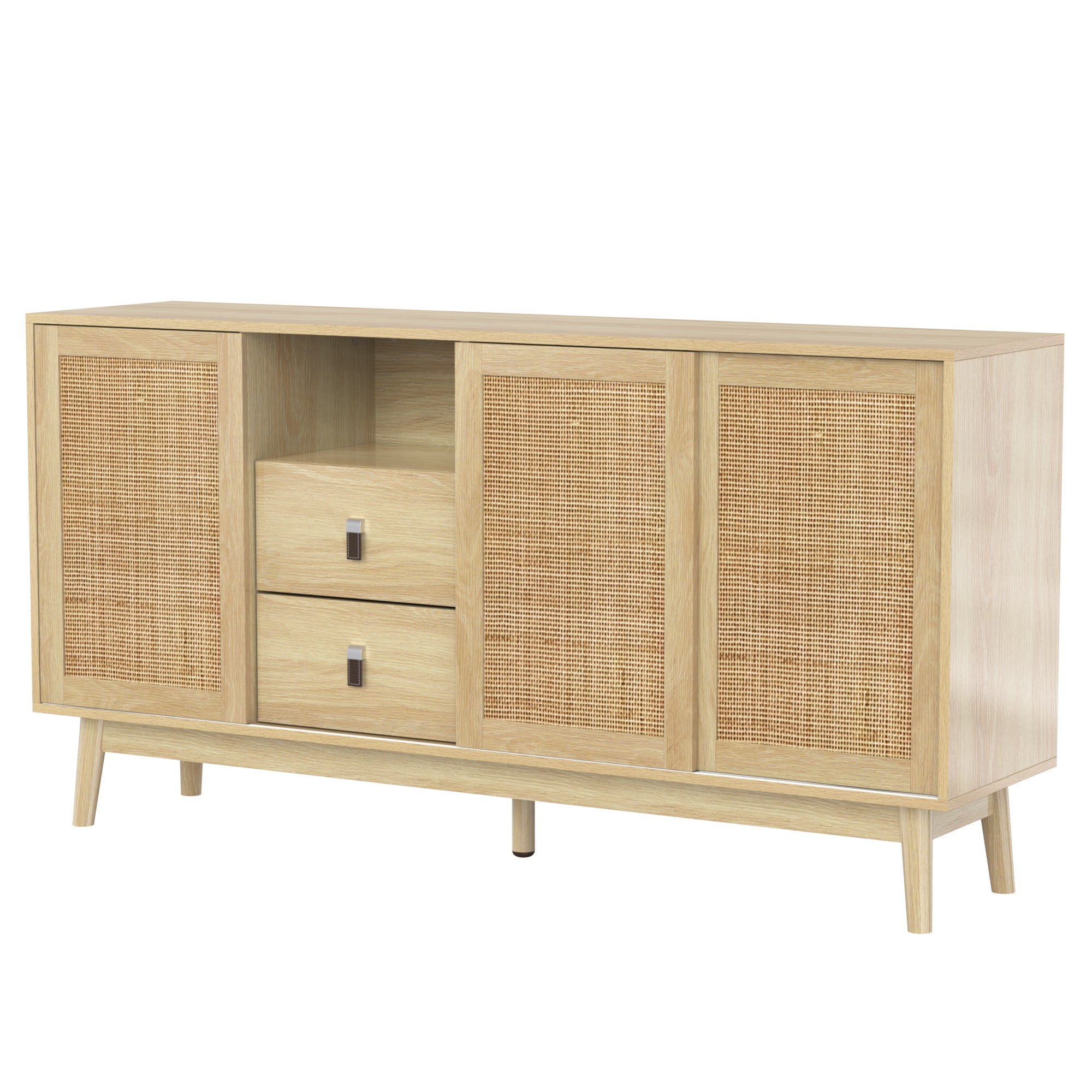 Rattan 3-Door Sideboard with 2 Drawers — [variant:GA0004O] Wood – GA0004O image 14