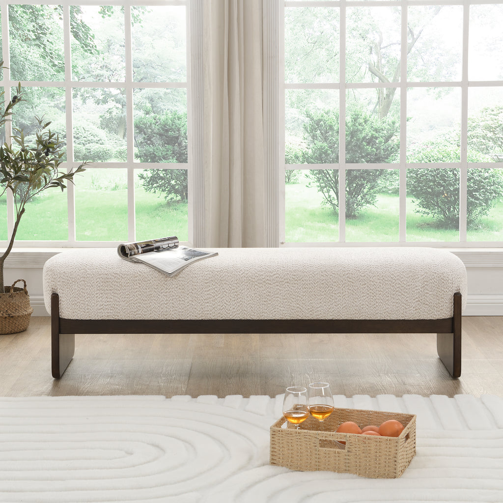 [variant:N891P440167D] Bouclé Bench Ottoman – Beige image 2