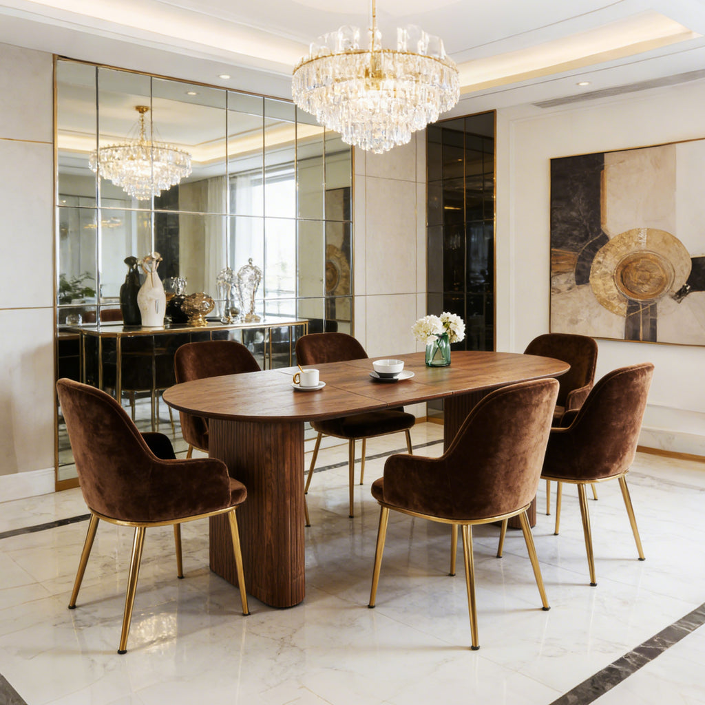 Extendable Oval Dining Table – Oak or Walnut — [variant:W3808S00002] Walnut image 3