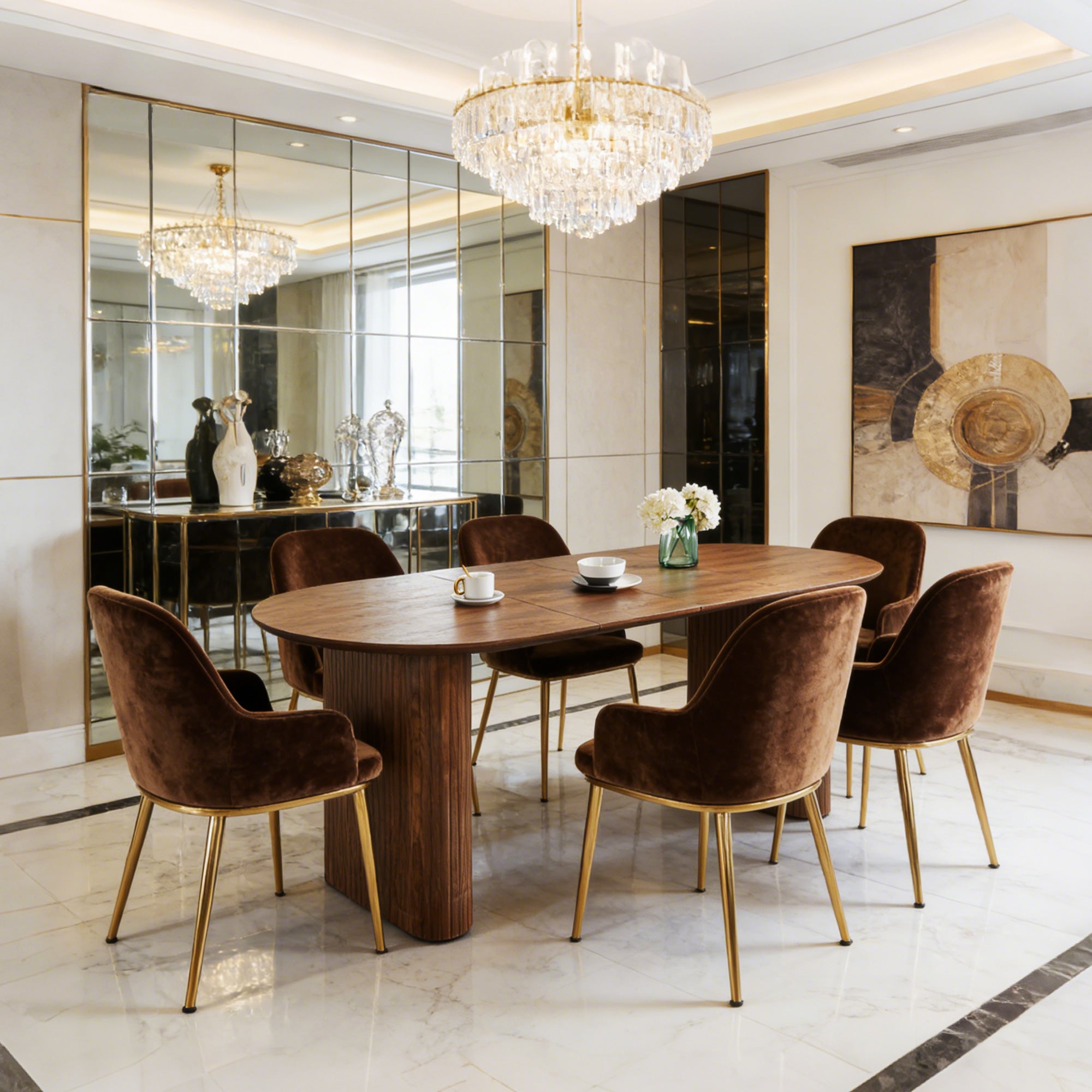 Extendable Oval Dining Table – Oak or Walnut — [variant:W3808S00002] Walnut image 3
