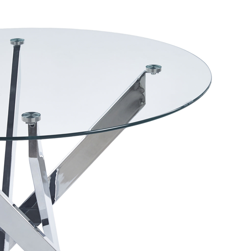 Glass Dining Table – Square or Round — [variant:W3808P395783] Chrome – W3808P395783 image 7