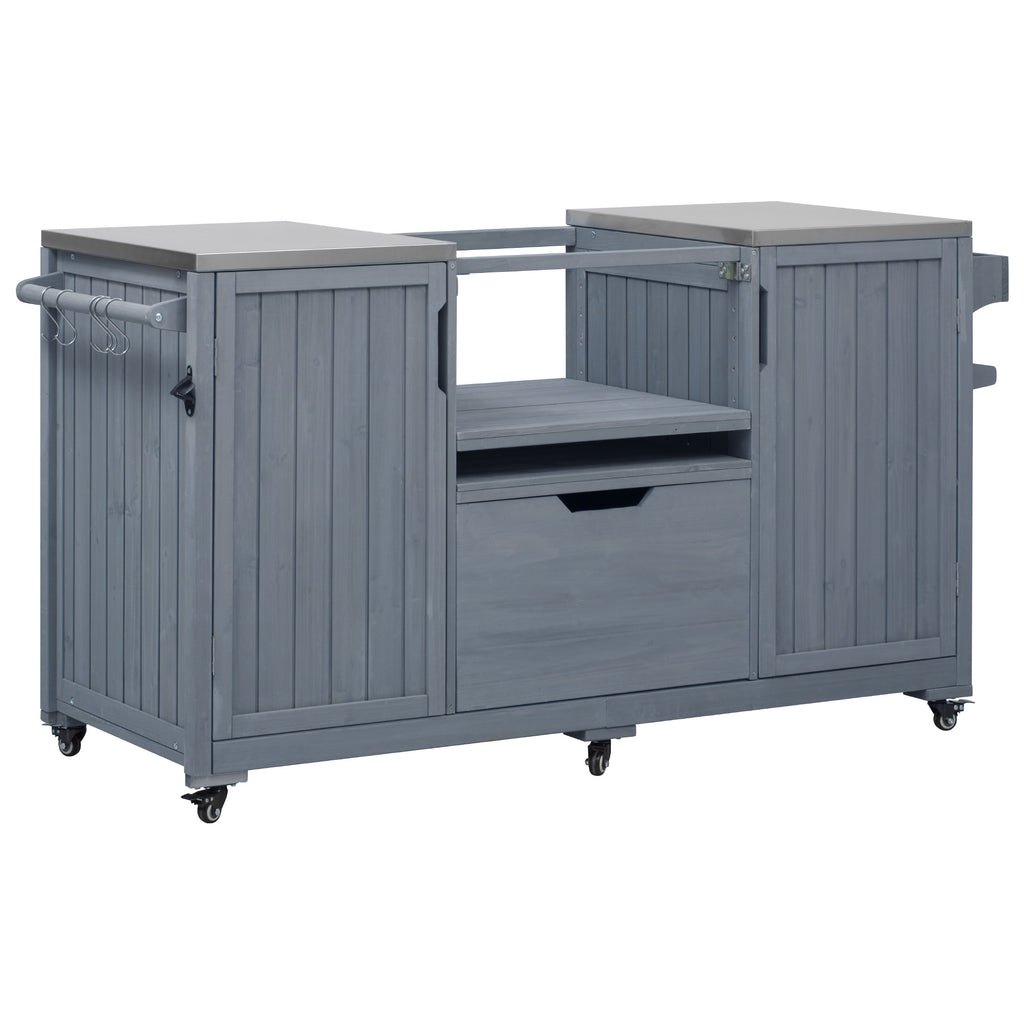 [variant:N853P386132G] Outdoor Grill Cart for 21–22-Inch Kamado Grills – Gray and Blue, 66.5-Inch image 36