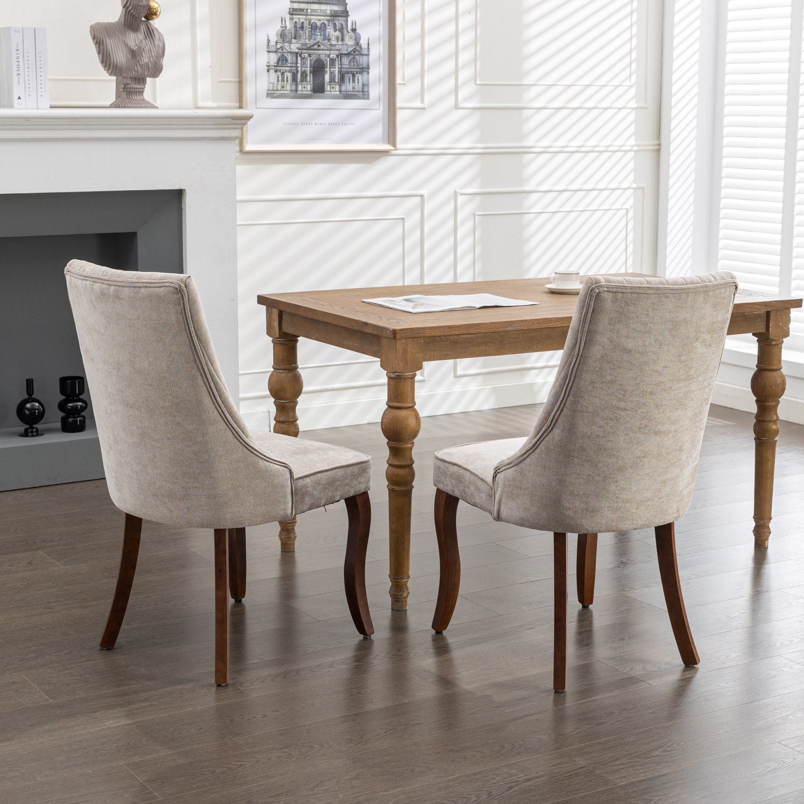 [variant:W5755P474631] Rayon Set of 2 Beige Fabric Dining Chairs image 12
