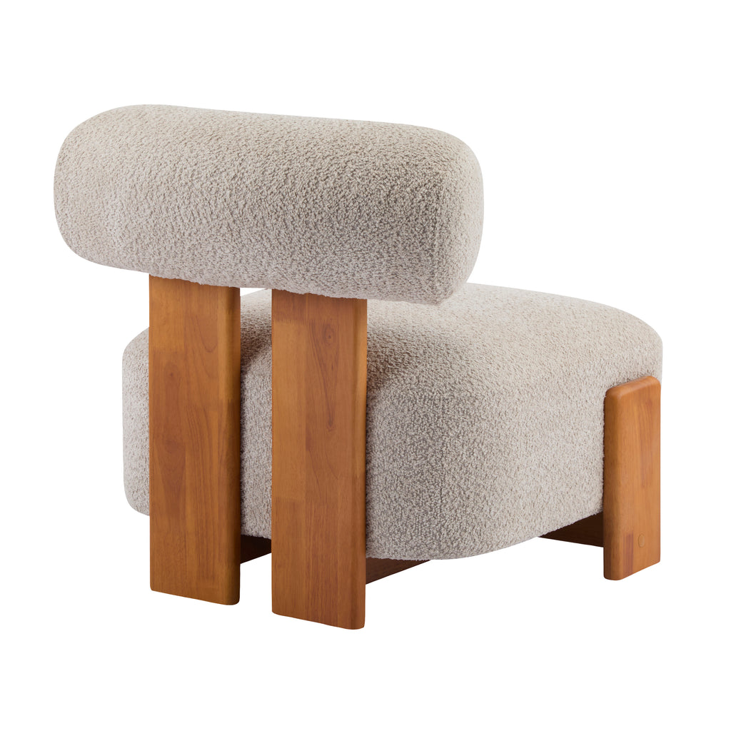 Modern Bouclé Lounge Chair — [variant:N913P495894A] Almond,Natural image 4