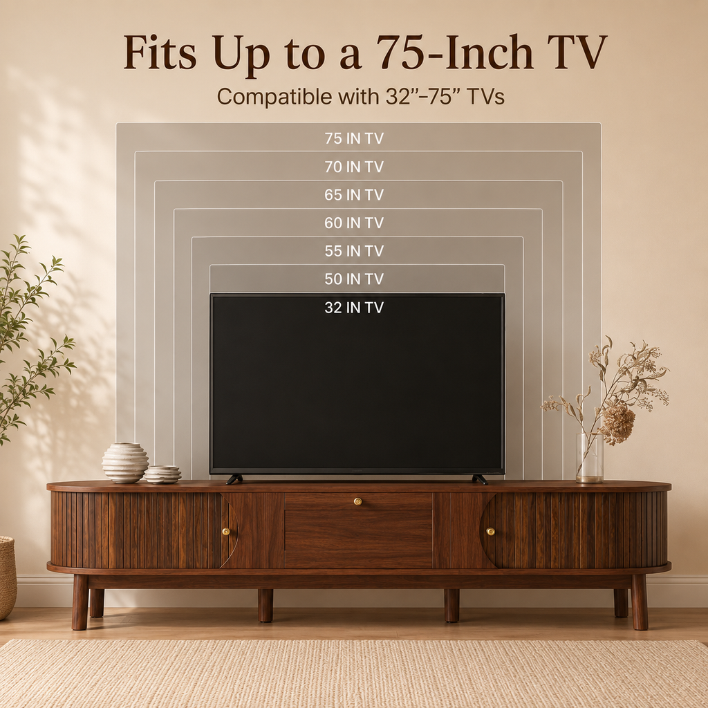 [variant:N875P452044N] Walnut TV Stand with Sliding Doors – 67-Inch image 5