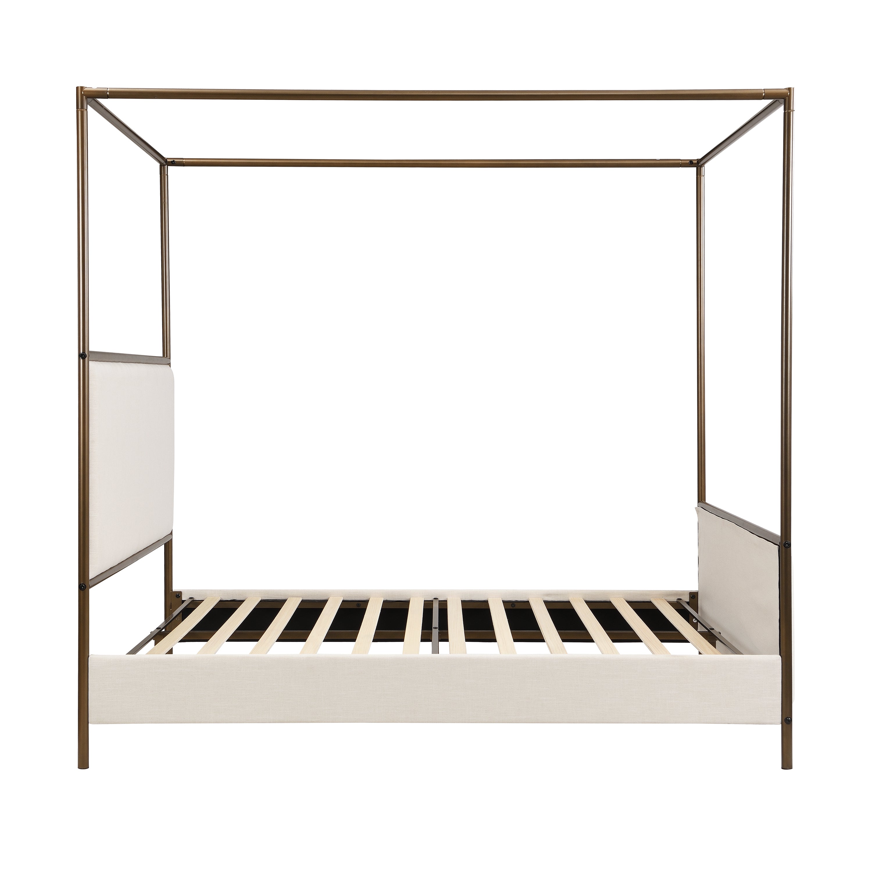 [variant:N859Q000022I] Queen Linen Upholstered Canopy Bed – Beige & Bronze image 10