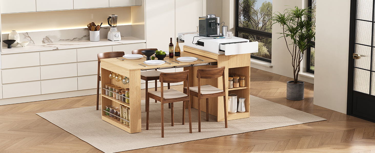 [variant:XW000028AAN-CA] Rolling Kitchen Island with Extendable Table image 8