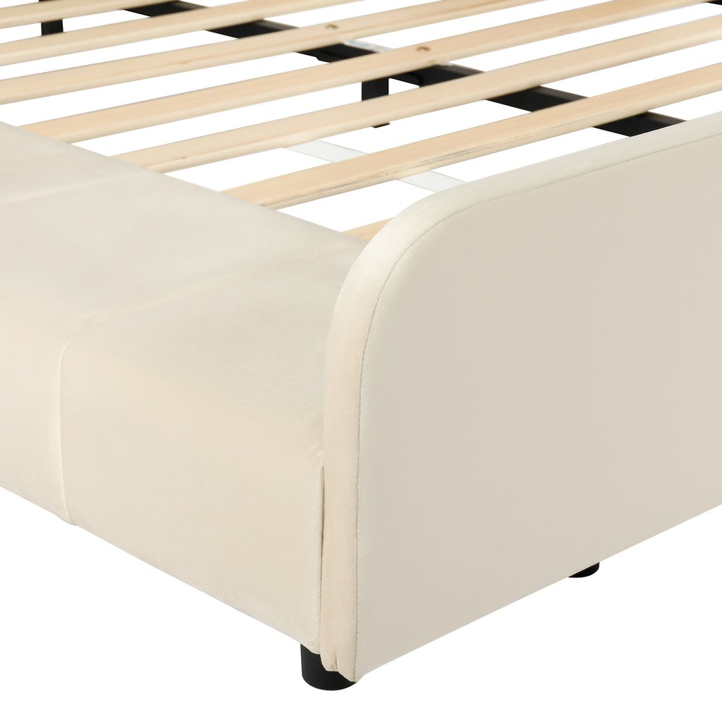 [variant:N850S00111A-1] Full Upholstered Floor Bed with Desk and Stool image 12