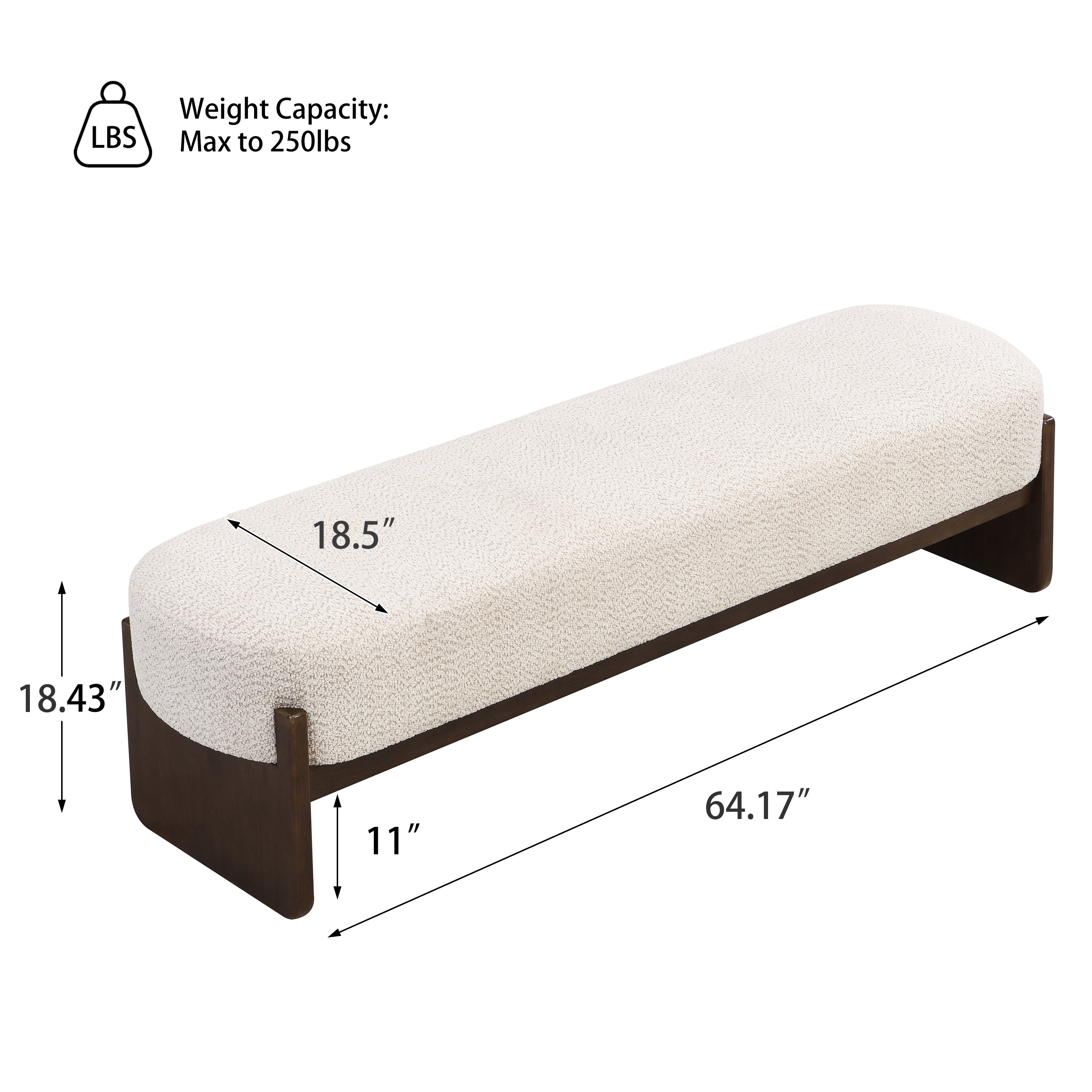 [variant:N891P440167D] Bouclé Bench Ottoman – Beige image 11