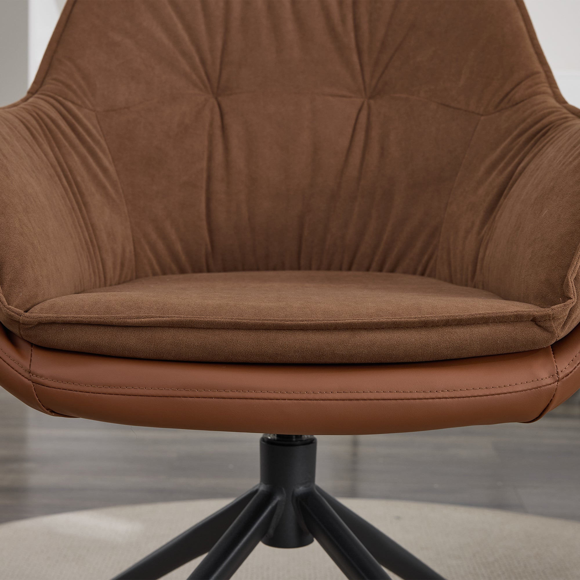 [variant:W5031P479728] Brown Faux Leather Swivel Accent Chair image 9