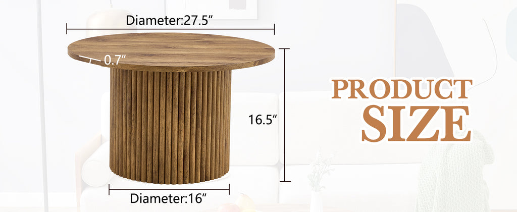 [variant:W3806P404738] Round Fluted Coffee Table with Metal Frame – 27.5-Inch image 10