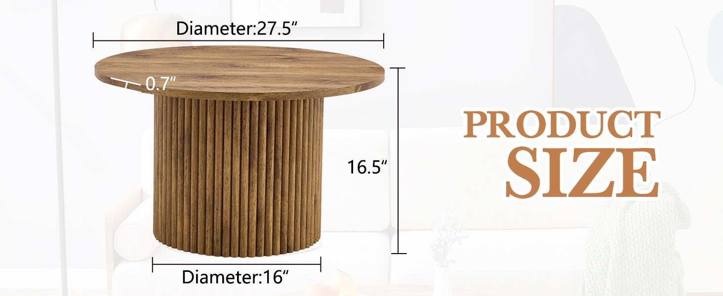 [variant:W3806P404738] Round Fluted Coffee Table with Metal Frame – 27.5-Inch image 10