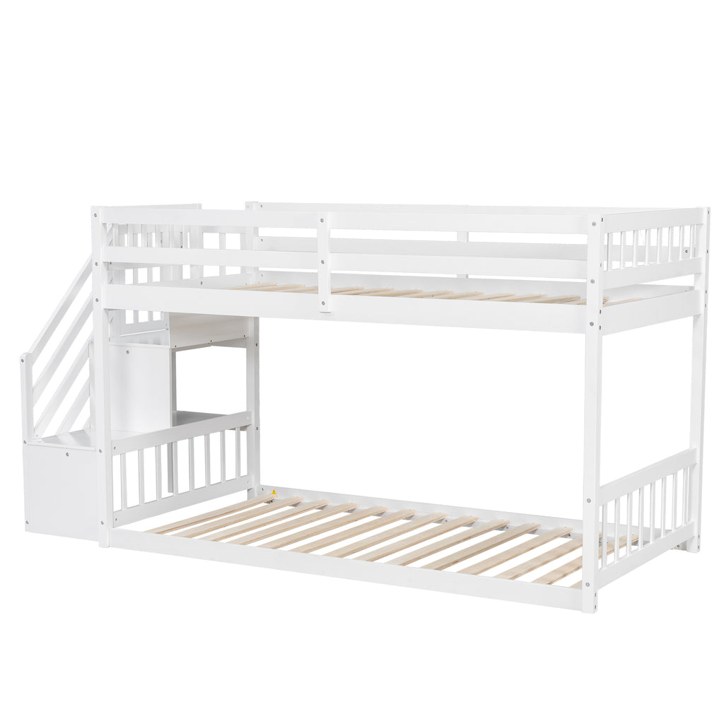 [variant:GX000106AAK] Twin-over-Twin Low-Profile Bunk Bed with Storage Ladder – White image 11