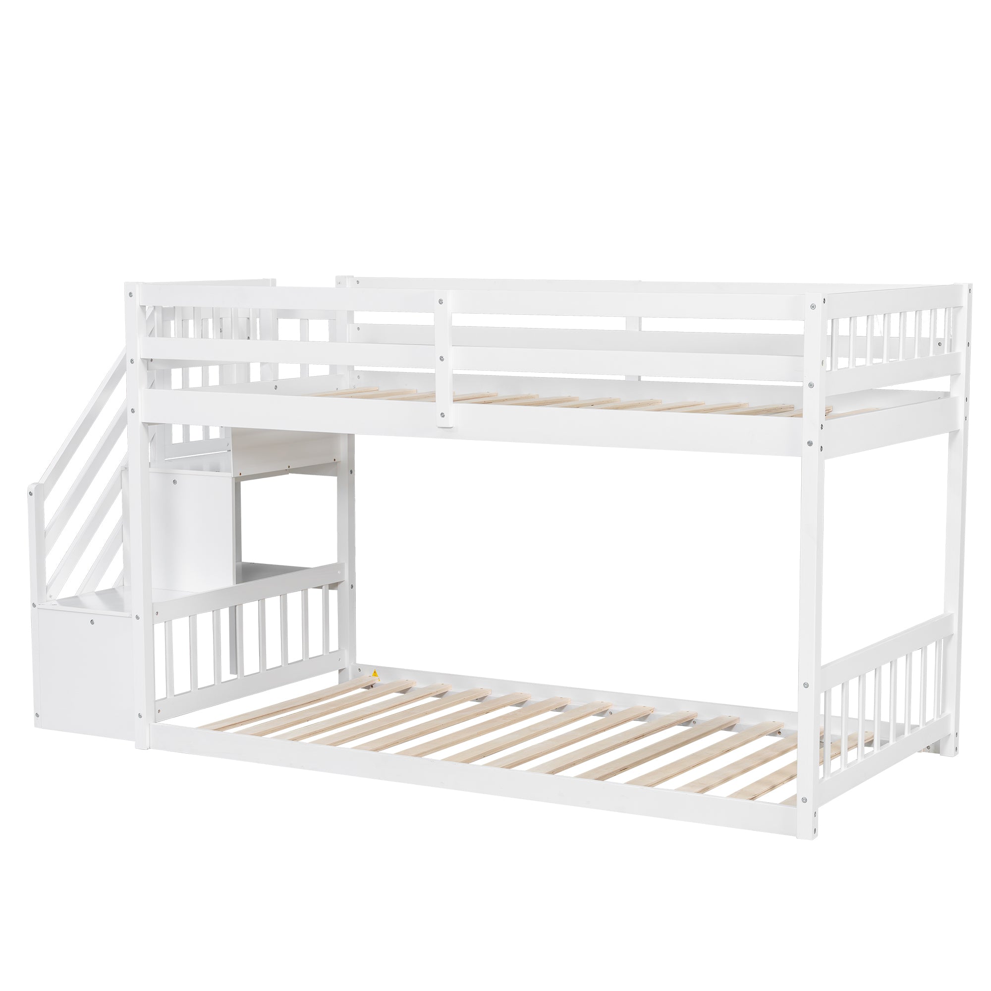 [variant:GX000106AAK] Twin-over-Twin Low-Profile Bunk Bed with Storage Ladder – White image 11