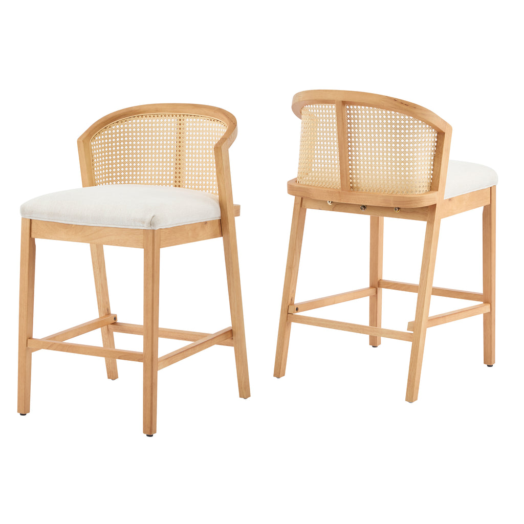 Upholstered Wood Counter Stools – Sets of 2 or 4 — [variant:N897P439502N] Beige,Natural image 3