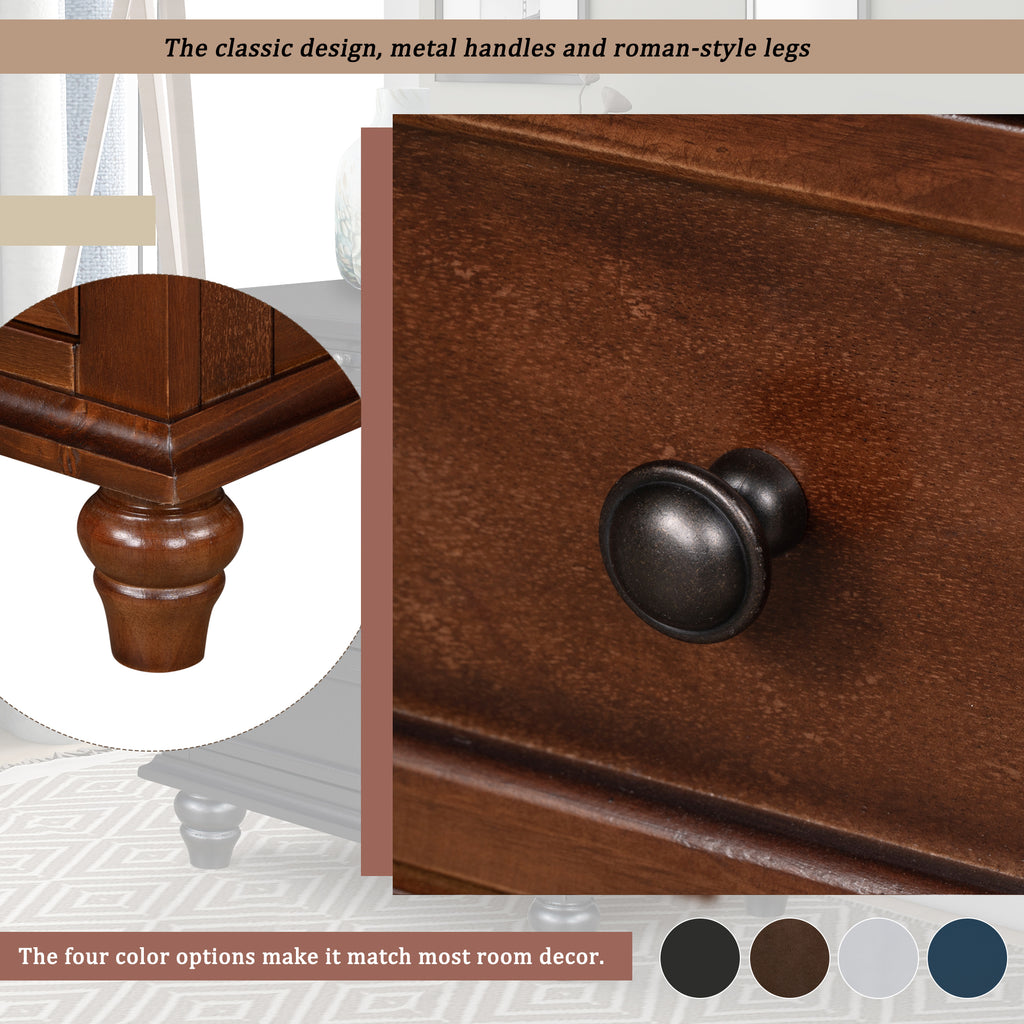 3-Drawer Nightstand with Pull-Out Tray – 27.6-Inch — [variant:N889P444139D] Brown image 5