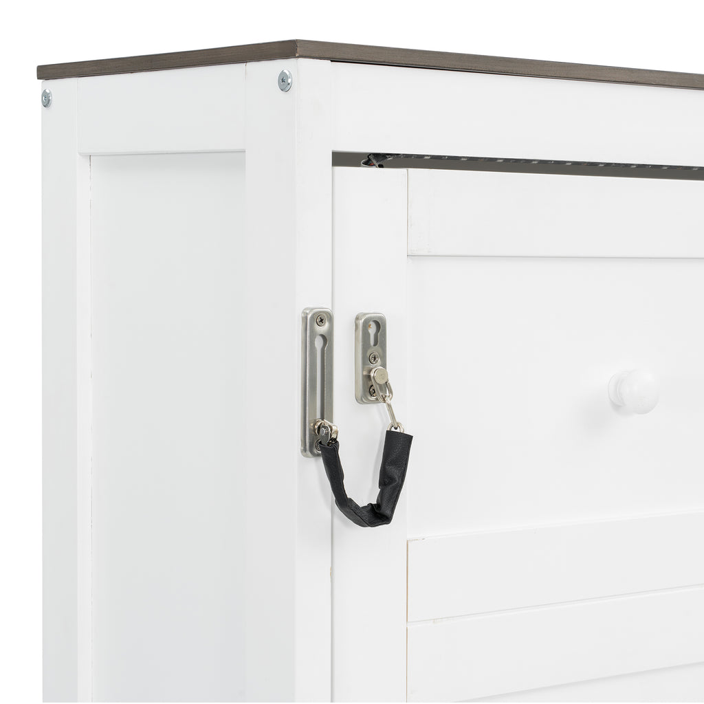[variant:N8470004035K-1] Queen LED Murphy Bed Cabinet – White and Brown image 18