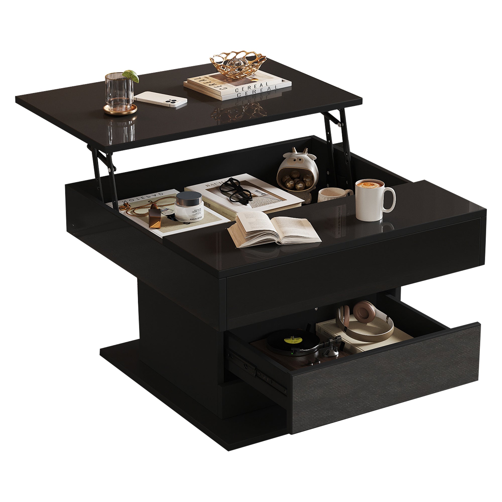 [variant:N892P423296B] Black 360° Rotating Lift-Top Coffee Table image 36