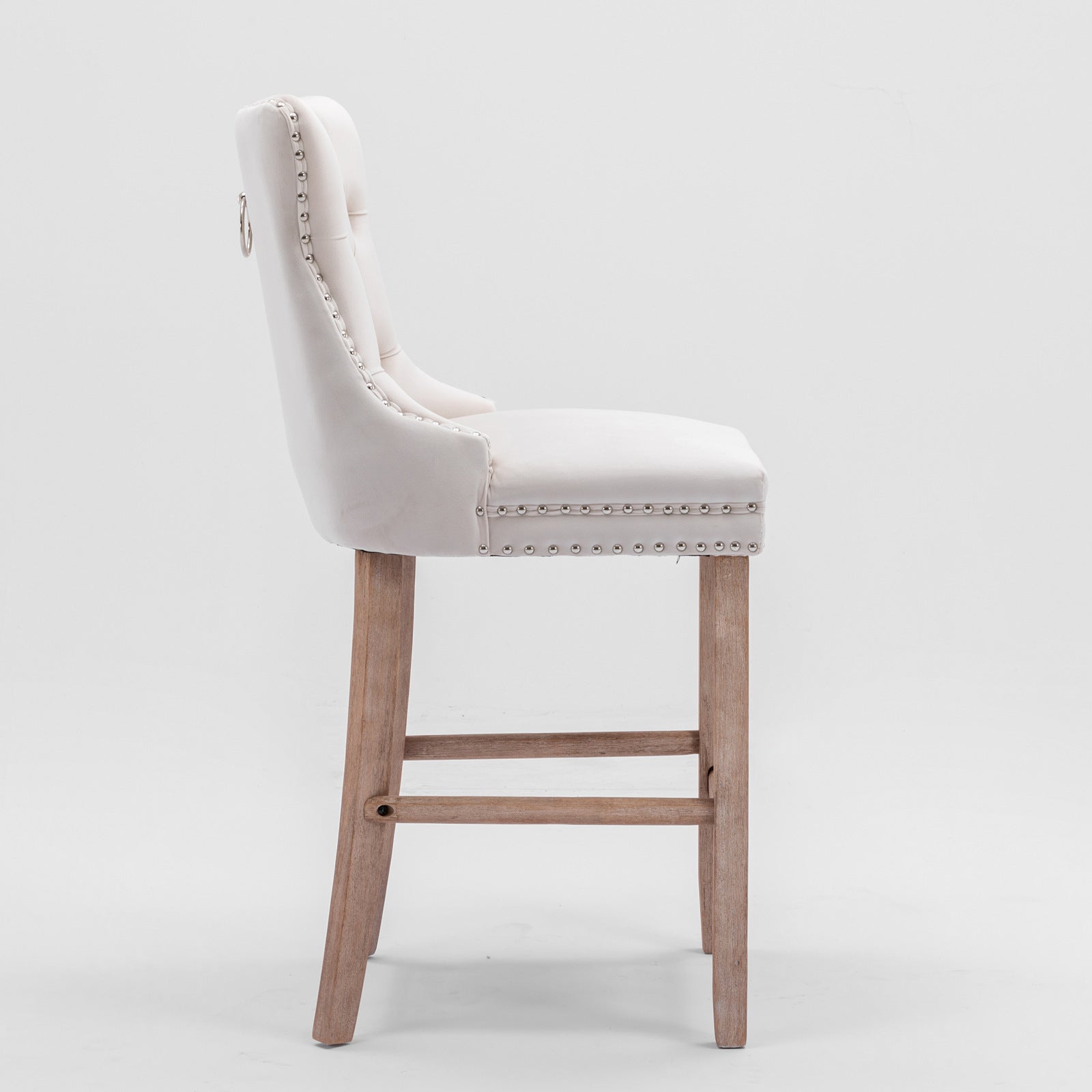 [variant:W5755P474584] Set of 2 Beige Velvet Bar Stools image 4