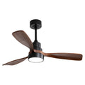 [variant:W5691P514926] Matte Black Solid Wood Ceiling Fan with Dimmable Light – 48-Inch image 1